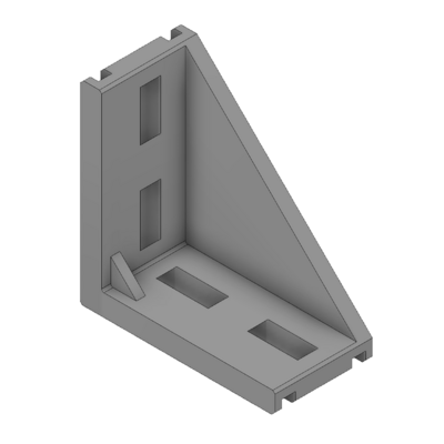 40-120-0 MODULAR SOLUTIONS ALUMINUM GUSSET<br>45MM X 90MM ANGLE WITH OUT HARDWARE